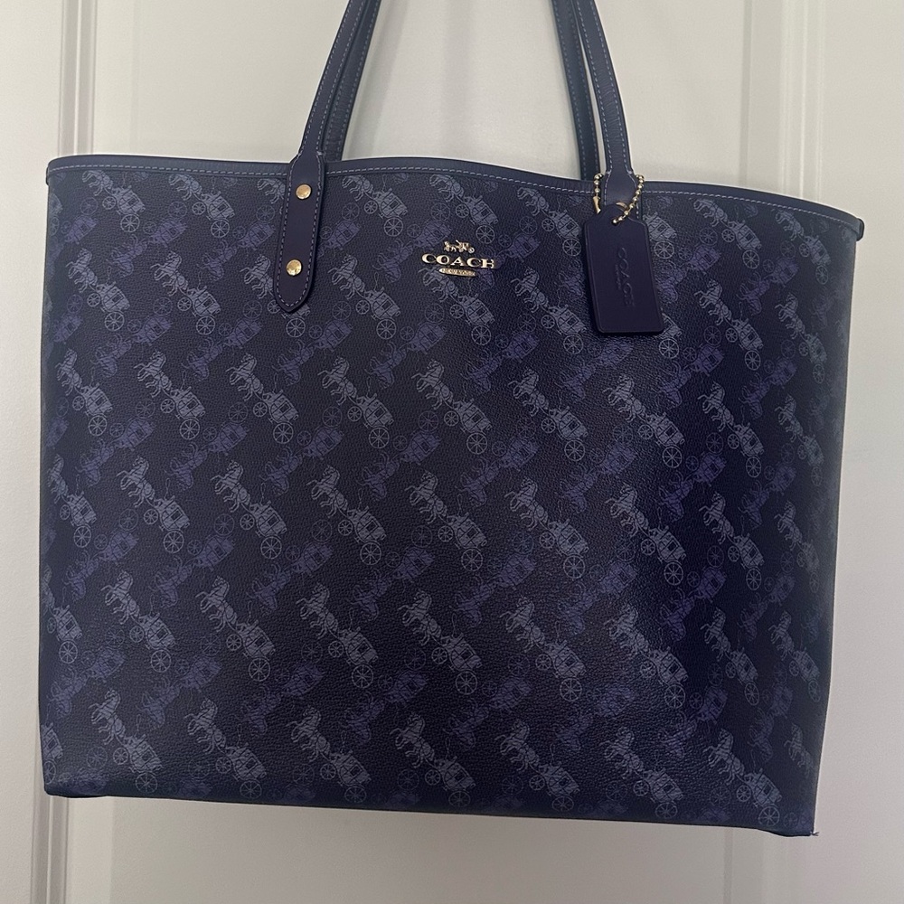 Coach City Tote- Reversible Purple and Purple Horse and Carriage
